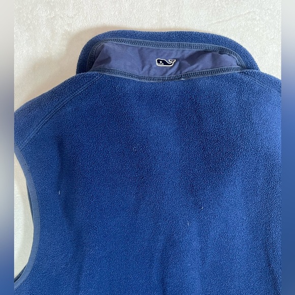 Vineyard Vines Men’s Medium Blue Fleece Vest Front and Back Whale Logo - Picture 6 of 8